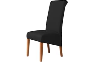 Kozuoan XL Size Chair Covers for Dining Chairs, soft and elastic spandex dining chair covers,detachable and washable,black, Pack of 6