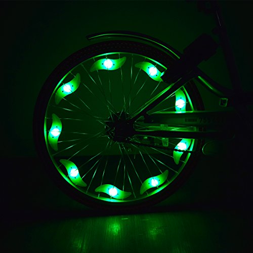 Riao-Tech 4er Set Fahrrad Speichenlicht Fahrradreflektoren, LED Speichenleuchten mit 3 Leuchtmodi (Grün) - 6