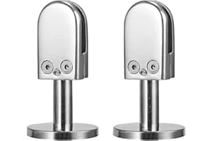 JSLEID Glass Clamp Holder, 2 Pieces Stainless Steel Glass Clamp, Glass Brackets 8 mm, Adjustable Glass Bracket, with Lower Support Column, for 5-8 mm Frameless Glass Panels, Privacy Screens, Swimming Pool
