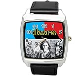 taport® Armbanduhr die Türen quadratisch QUARZ schwarz Echt Leder Band + Gratis Ersatz Batterie + Gratis Geschenkverpackung