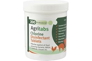 Hygiene4less Agritabs DEFRA Listed Poultry Drinking Water Purification & General Disinfectant Tablets 200 Per Tub