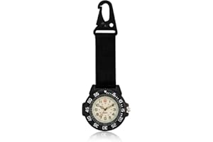 NAJILI Orologio da tasca con chiusura a moschettone, per esterni, con meccanismo al quarzo, in nylon, 42 mm, 55 g, impermeabile per escursionismo/campeggio