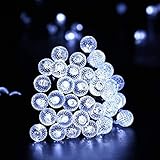 Qedertek Guirlande Solaire Extérieure 7m 50 LED Guirlande Boules Blanc Froid 8 Modes Guirlande Noël pour Jardin, Maison, Mariage, Terrasse