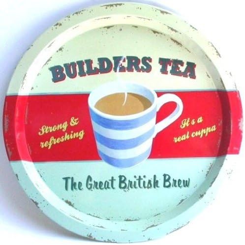 Builders Tea Round Tin Tray by Martin Wiscombe