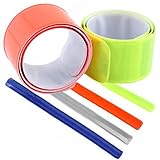 4pcs Bike Bicycle Reflective Safety Slap On Wrist Ankle Bands for Cycling Jogging Running Walking (Random Colours)