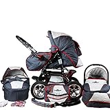 Riesiges Kinderwagenset aus dem Hause Bergsteiger. Dieses Paket lässt keine Wünsche offen und wird Sie und Ihr Kind vom Säuglingsalter an begleiten. Eine Babyschale ist bereits enthalten (für das Auto geeignet). Der Kinderwagen lässt sich zudem in sekundenschnelle zum Buggy umbauen. Die ausgeklügelte Konstruktion ist leicht zu bedienen.