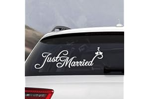 DEMON KILLER Just Married Auto Adesivi Vetro Decalcomania in Vinile Just Married Auto Adesivi Vetro Decalcomania in Vinile per Decorazioni Nozze, Bianco