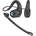 Seflorgo Bluetooth Headset, Wireless Headset with Detachable Microphone Noise Cancelling Mute, Open Ear Comfort Headphones for Office PC Car Driving, Bluetooth V5.3 Dual Connect, 12H Playtime