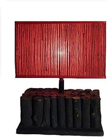 Lamp Driftwood 33x25.5 CM Black Lampshade – Red Rectangular