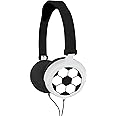Lexibook HP015FO Football Stereo Headphone, Kids Safe, Foldable and Adjustable, Black/White
