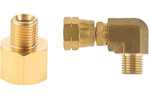 Hicello 1 set di adattatori a gas GPL, 1 adattatore a gas GPL, 1/2" R x 1/4" lks + angolo di collegamento angolare a gas 90° 1/4" connettore angolare sinistro