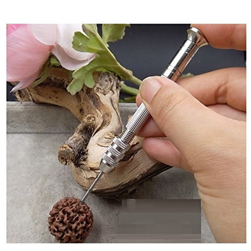 Handbohrer set Mini Aluminium Handbohrmaschine mit Keyless Chuck und 10 Spiralbohrer Rotary Tool Set Silber - 7