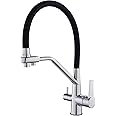 KEOKBON 3 Way Kitchen Taps with Silicone Pull Out Spray, Drinking Purifier Water Tap Sink Mixer 360°Swivel Spout Chrome