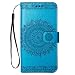 Produktbild Leder Hülle für Huawei Y6 2018 / Huawei Honor 7A Hülle, ZCRO Leder Tasche Schutzhülle Flip Case Brieftasche Wallet Handyhülle Klapphülle PU Leder Cover Etui mit Blumen Muster Elegant Entwurf Magnet Kartenfach Standfunktion und Handschlaufe Ultra Dünn Slim Portmonee Design Lederhülle Handy Schutz Taschen Hüllen Bookstyle Stoßfest Bumper Case Schale Handytasche für Huawei Y6 2018 / Honor 7A (Blau)