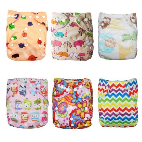 Alva Baby 6pcs Pack Pocket Washable Reusable Cloth Diaper with 2 Inserts Each (Girl Color) 6DM09 (Baby/Babe/Infant - Little ones)