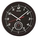 Seiko QXA696K Wanduhr mit Thermometer, 40 x 40 x 7 cm, Schwarz
