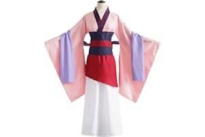 Foanja Mulan Kostüm Damen Festlich Verkleidung Hua Mulan Hanfu Kleid mit Umhang für Erwachsene Halloween Karneval Geburtstag Party Cosplay Outfit Größe 150-170cm