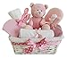 Angel White Wicker Pink Baby Gift Hamper / Baby Hamper / Baby Shower Gift / New Arrival Gift / Baby Keepsake / FAST DISPATCH