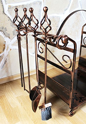 Kaminholzregal mit Kaminbesteck Art.183 Kaminholzständer 77 cm Holzkorb Kaminset - 3