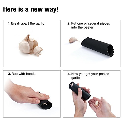 Mirorlen Knoblauchpresse Edelstahl Ingwerpresse,Garlic press,Edelstahl Presse und Knoblauchschaler aus Silikon,Praktischer Küchenhelfer - 7