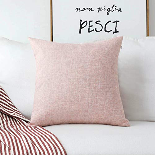 Home Brilliant Faux Linen Square Throw Pillow Cover Euro Sham Decorative for Bed, Baby Pink, 26 x 26 Home Brilliant Faux Linen Square Throw Pillow Cover Euro Sham Decorative for Bed, Baby Pink, 26 x 26
