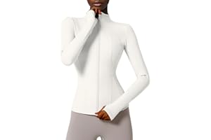 Locachy Slim Fit Full-Zip Damen-Sportjacke mit Daumenlöchern für Laufen und Workout