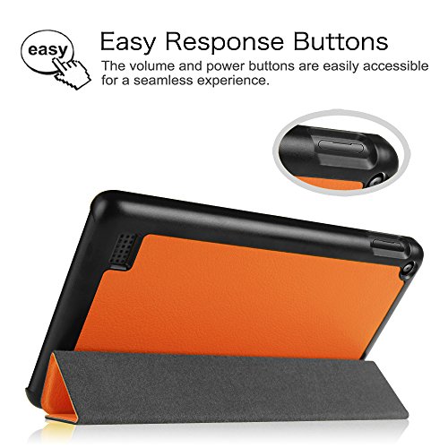 Fintie Fire 7 2015 Hülle – Ultra Slim Lightweight Schutzhülle Tasche Smart Shell Case mit Standfunktion für Amazon Fire 7 Zoll (5. Generation – 2015 Modell) Tablet, Orange - 8
