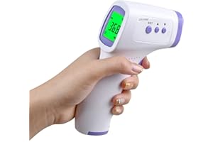 IFNI Thermomètre Frontal Infrarouge médicale Thermometre sans Contact pour Adulte Enfant bébé, Affichage LCD Mode avec indicateurs colorés Option sonore, et 32 mémoires.