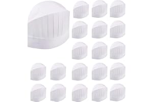 Tang Yuan 20 Stück Einweg-Kochmütze 9 Zoll verstellbare Kuppel-Konditorei-Kochmütze,geeignet für Familie,Restaurant,Party, Weiß