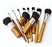 Partyqueen 11 Pcs Natural Bamboo Handles Super Soft Bristles Makeup Brush Set +free bag