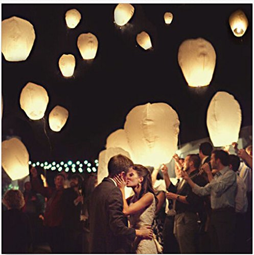 20 x Eco-Friendly Sky Lanterns for Christmas, New Year, Chinese New Year, Weddings & Parties (40cms 58cms x 105cms) (White) - 5