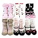 KF Baby Non-Skid Baby Girl Socks, 6 pairs, Infants to Toddlers