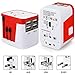 Produktbild Universal Reiseadapter, Reisestecker Adapter Ladegerät Stromadapter Stecker Ladeanschlüsse mit USB-Ports Reiseadapter Weltweit für 150 Ländern USA, UK, Euro, AUS Standard (Rosa)