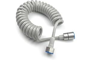 ELINKUME Flexible de Douche Télescopique,ABS Ressort Tuyau de Douche pour Salle de Bains Pommeau de Douche à Main de Toilette Bidet Pulvérisateur,Raccord Fileté Universel G1/2",Gris