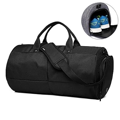 Valleycomfy Sac de sport Gym Sacs Chaussures de grande capacité avec poche à la main/épaule/sac en bandoulière Fitness bagages Sacs de, Noir