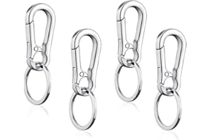 Bieiyhe 4 Piezas Llavero Mosquetones Pequeños de Acero INOX Mosquetón Extraíble Ganchos para Llavero Mosquetón Antioxidante Mosquetón de Metal Multifunción para Viajes, Senderismo y Uso Diario