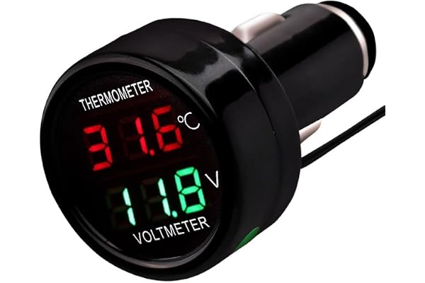 Voltmètre Numérique Voiture Thermomètre DC 12V 24V 36V 2V 2 en 1 LED Surveillance de la Tension Mètre de Température Mètre de Température Mesure Voiture Camion