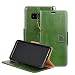 Produktbild Samsun Galaxy Note 8 Hülle, Echt Leder Tasche Handyhülle im Book style mit Magnet Kartenfächer Standfunktion für Samsun Galaxy Note 8 Tasche - Grün