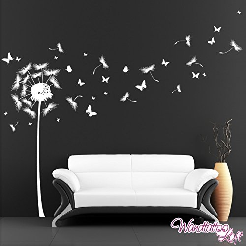 Wandtattoo Loft „Pusteblume mit vielen Schmetterlingen“ – Wandtattoo / 49 Farben / 4 Größen / weiß / 120 x 198 cm - 5