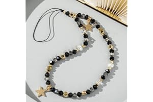 PTNKUIIY Böhmische Anti-Verlorene Handy Lanyard,Bunte Perle Telefon Lanyard Handykette Handschlaufe Universale Telefonkette Handy Charm Handyhülle Anhänger Dekoration Zubehör Handyanhänger für Damen,Schwarz #2