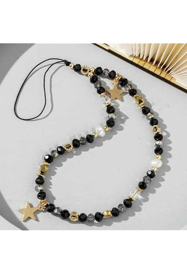 QMQJIA Méduse à La Mode Pour Téléphone Avec Cristaux étoile Et Perles - Accessoire Tendance Portable Pour Un Usage Quotidien - Blanc