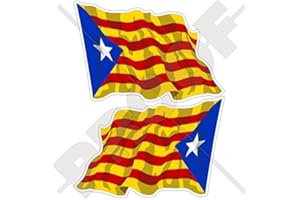 STICKERSWORLD 2 pegatinas de vinilo para parachoques de la bandera azul de la independencia catalana de Cataluña, Estelada Blava, 120 mm, 2 unidades
