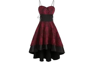 LindoMaker Womens Halloween Dress Vintage Dresses Medieval Retro Gothic Dress Funny Club Festival Costume