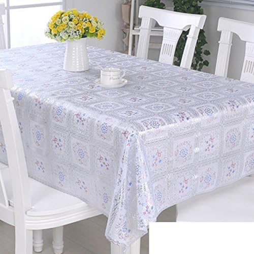 XKQWAN Pvc table cloth Fabric stamping Waterproof table mat Lace Disposable tablecloths Oil-proof Soft glass mat for table-E 138x190cm(54x75inch)