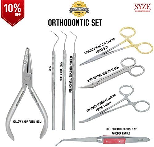 SYZE Dental Orthodontic Set, Pliers Probes Scissors Locking Forceps, CE Certified Top Quality Instruments