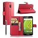 Produktbild Owbb Folio Brieftasche Ledertasche für Moto X Play Smartphone mit Ständerfunktion und card holder-Rote