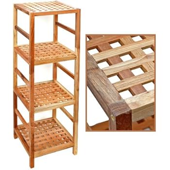 Regal Wandregal Board 60 cm mit vier Körben aus Walnuss Massivholz für