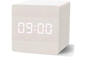 aboveClock Wecker Digital, Digitaler Wecker, LED Tischuhr Uhr Digital mit 3 Alarmen, USB Wiederaufladbar, Helligkeit und Lautstärke Einstellbar, Dimmbar, Wochenend und Sprachaktivierter Modus【Weiß】