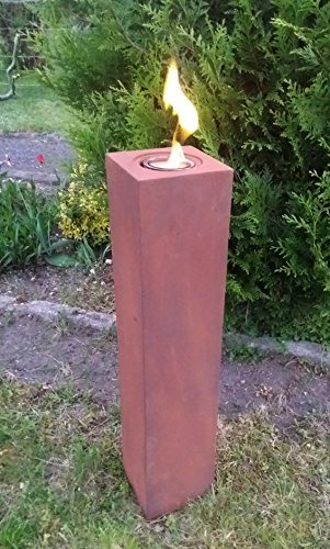 Feuersäule Slim – Dekosäule – Feuertonne – Feuerstelle – Gartenfeuer – Feuerkorb – Dekoration – Feuer – Gusseisen Optik – 75 cm hoch – Rost – inkl. 400 g Kamingel - 2