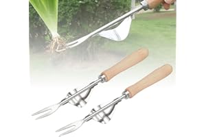 TOERJII Jardinière Manuelle, 2024 New Désherbeur Manuel Outil Gouge de Désherbage en Acier Inoxydable avec Poignée Bois Pelle Jardinage Arrache Pissenlit pour Jardin, Désherbeur de Mauvaises Herbes (2 Pcs)